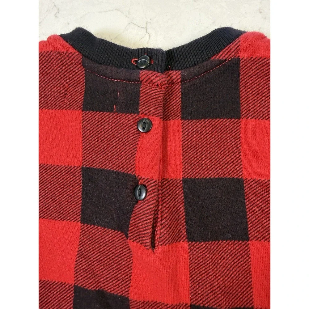 Ralph Lauren Polo Baby Girl Bear Top Dress Red Black Flannel Buffalo Check 12M